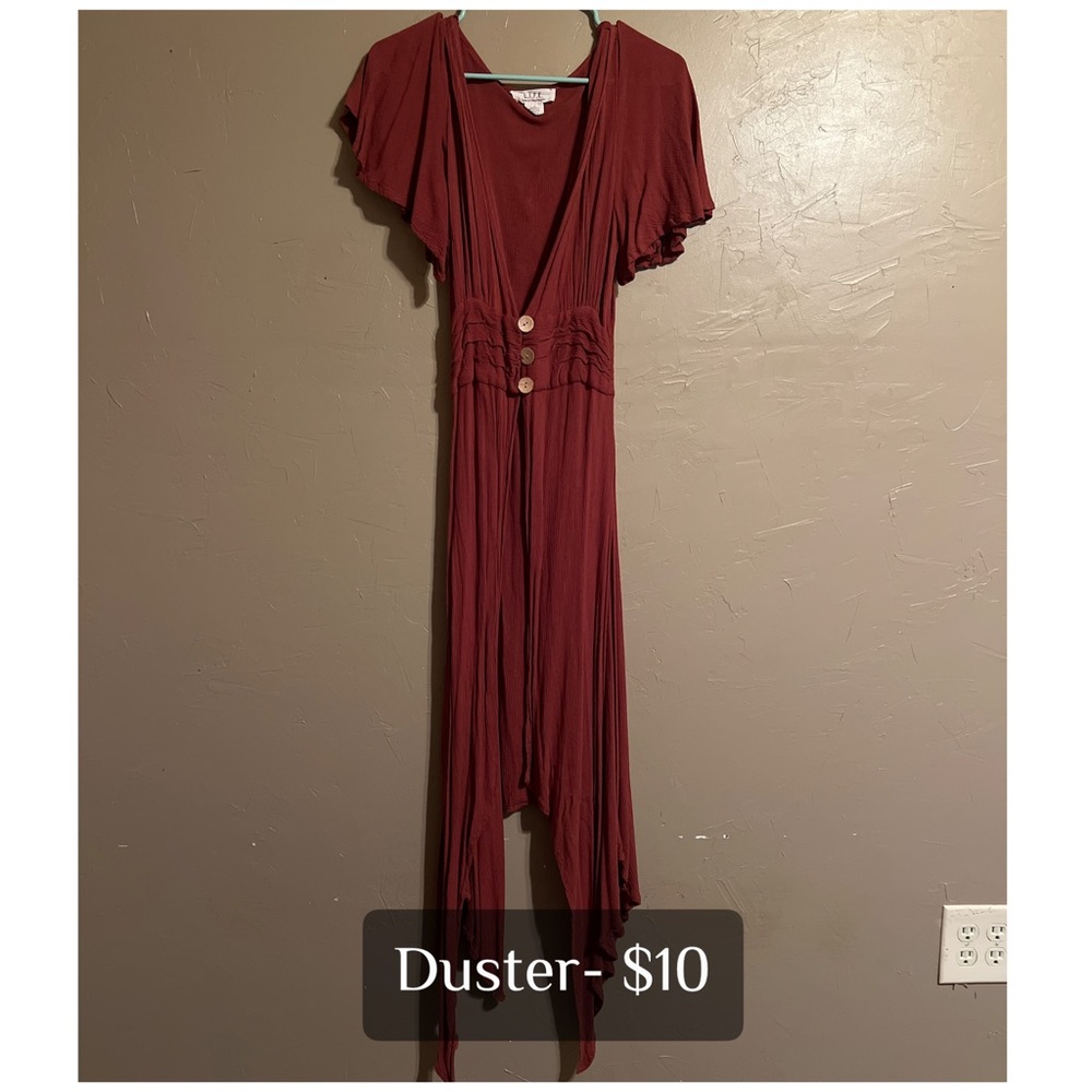 Elegant Burgundy Duster Dress